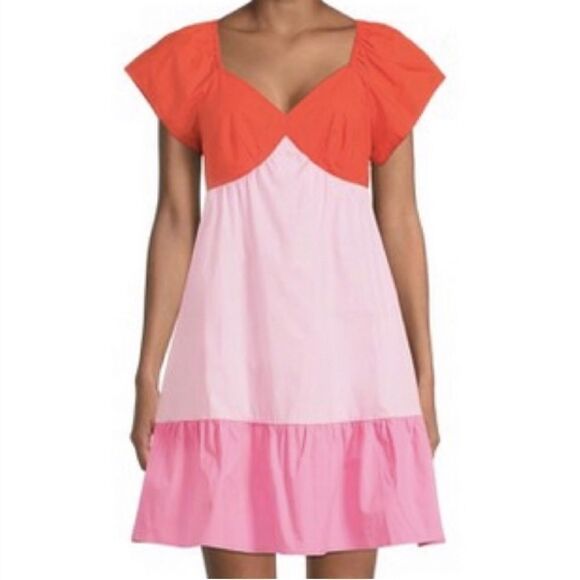 The Get Barbie Colorblock Pink/ Red Cotton Mini Dress S - Picture 2 of 9